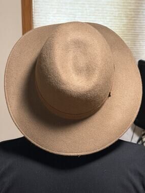 Unisex Brown Solid Wide Brim Fedora Hat Size 6 7/8 Made in Italy